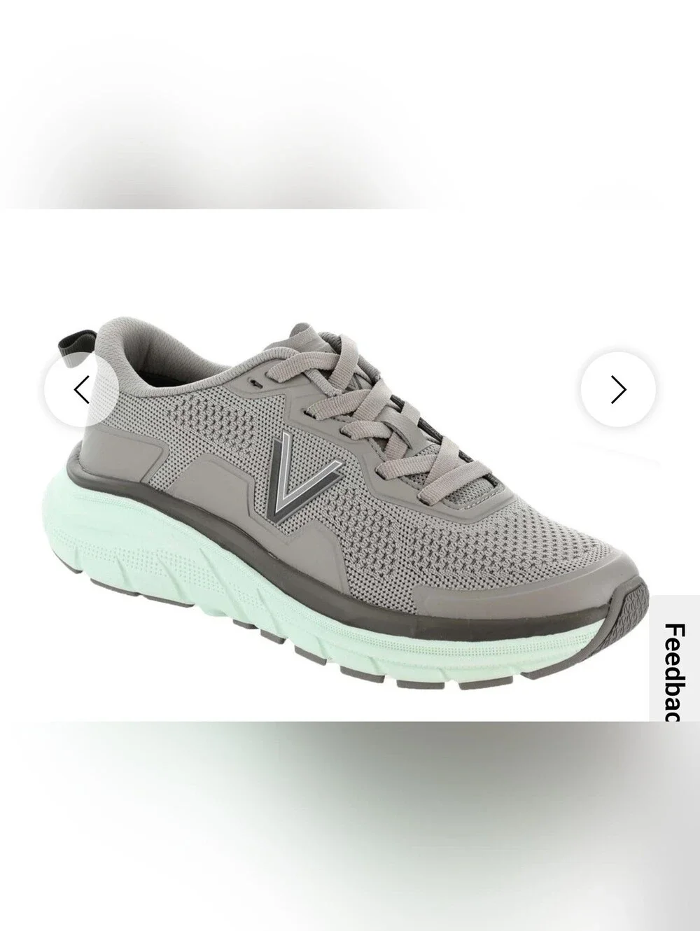 Vionic Women's Walk Max Gray Knit Athletic Sneakers with Mint Sole Size 7
